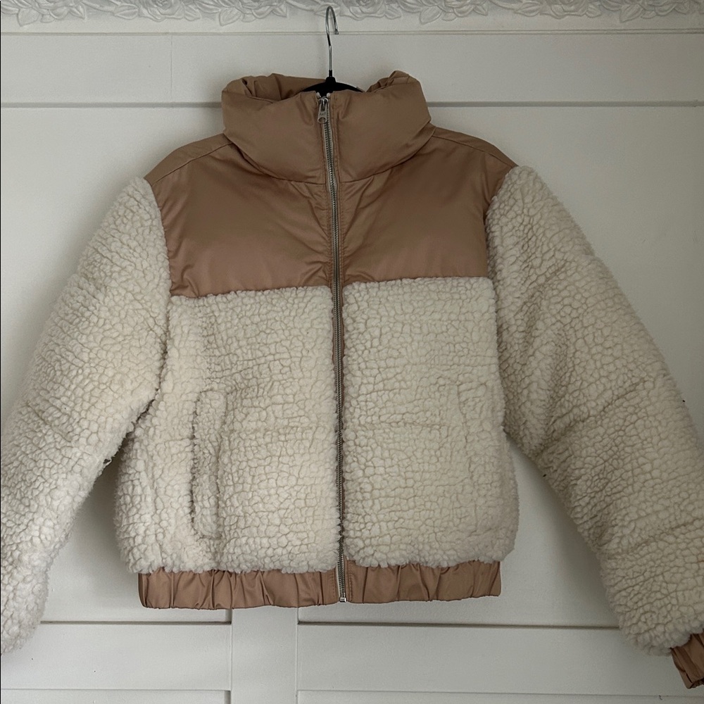 Women’s  Tan and Cream Sherpa Jacket